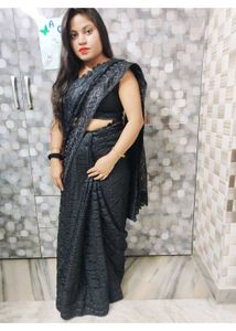 Elegant Black Lace Saree .. one or two times worn