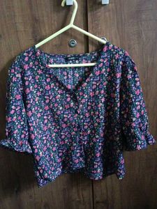 Floral Print Button-Up Blouse