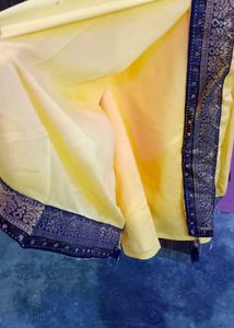 Elegant Blue &amp; Yellow Saree