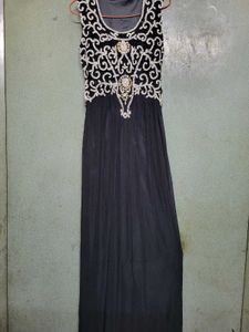 Ethereal Midnight: Embellished Mesh Evening Gown