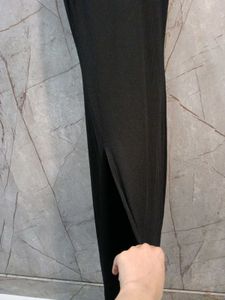 ❗SOLD❗Sleek black ribbed with side slit Maxi Dress
