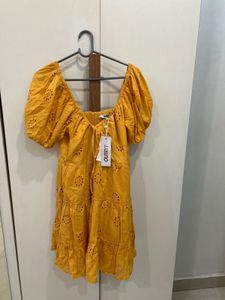 Orange Eyelet Tiered Mini Dress- similar to zara