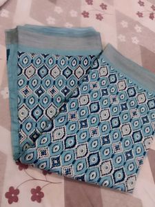 Beautiful sea green Geometric Print Saree
