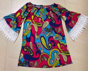 Boho Paisley Print Bell Sleeve Dress