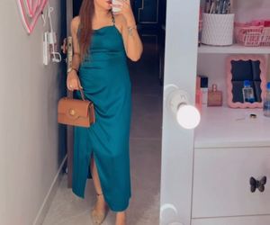 Elegant Teal Satin Dress