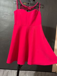 Hot Pink Fit &amp; Flare Bow Dress