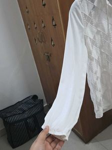 Max White Lace Detail Blouse