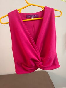 Chic Knotted V-Neck Pink Top