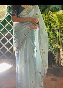 Beautiful Blue Embroidered Saree