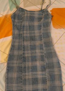 Blue Plaid Denim Dress