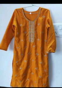 Orange Embroidered Kurta
