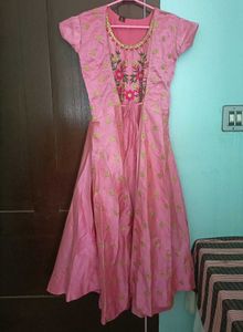 Pink Embroidered Ethnic Kurta Set