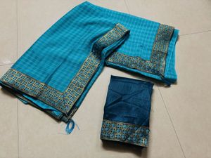 Beautiful daily work saree with blouse piece