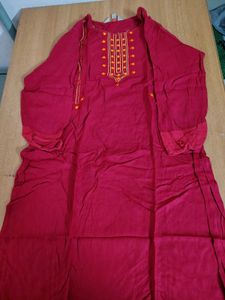 Vibrant Red Embroidered Kurta