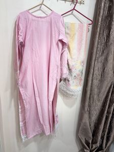 Beautiful Pink Floral Kurta Set with Dupatta