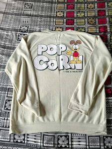 Cute Popcorn Graphic Sweatshirt and Shorts Set