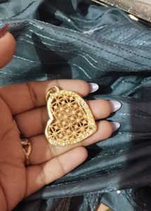 Golden Heart and star Pendant with Stones