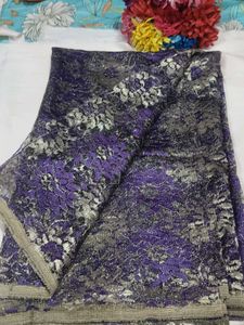 Elegant Purple Lace Saree with.blouse