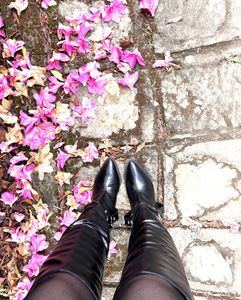 Black Harness Ring Calf Boots