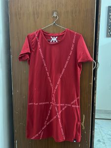 Red Graphic T-Shirt dress
