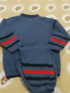 Stylish Blue Knitted Sweater
