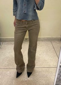 Low waist tan jeans