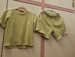 Lime Green Adidas Ribbed Co-ord Set