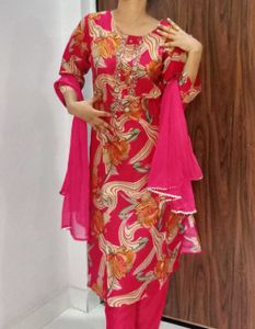 Rani Pink Embellished 3 Piece Suit Set