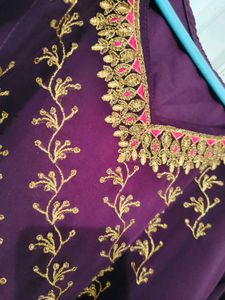 Purple Kurta Palazzo Set with Dupatta