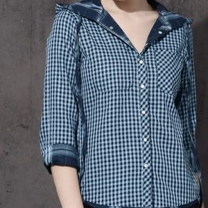 Blue Plaid Hooded Shirt