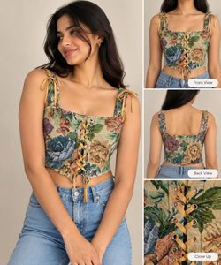 Floral Tapestry Corset Top