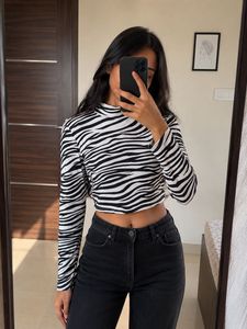 Zebra Print Long Sleeve Top