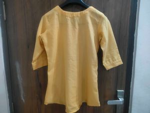 Yellow Embroidered Kurta medium size