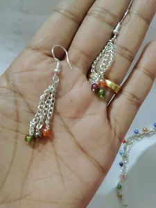 Colorful Beaded necklace and earrings