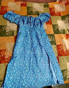 Blue Floral Midi Dress