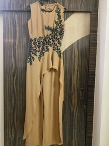 Elegant Beige Jumpsuit with Embellishments