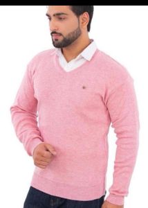 Men's Pink V-Neck Sweater