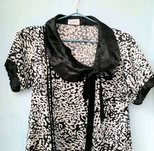 Vintage Black &amp; White Print Mini Dress