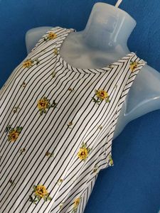 Striped Floral A-Line Dress