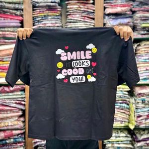 Cute Graphic Print Black T-Shirt