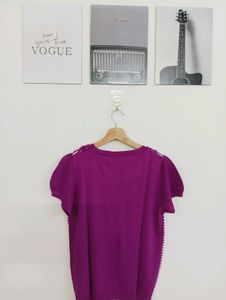 Striped Knit Top with Floral Applique