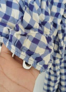 Blue &amp; White Gingham Puff Sleeve Dress💙