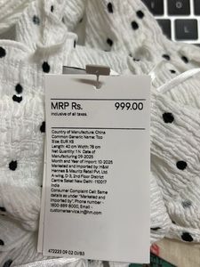 White Smocked Polka Dot Peplum Top | New with Tag
