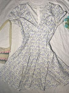 Floral Print V-Neck Mini Dress