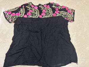 Boho-Chic Embroidered Yoke Black Tunic Top