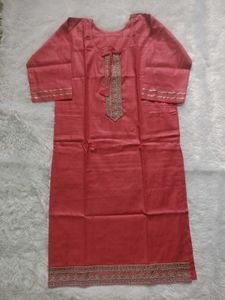 Elegant Red Kurta with Silver Embellishments