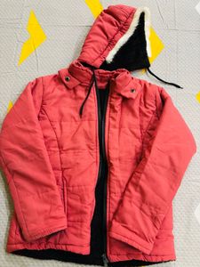 Pink Winter Jacket with Hood