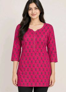 Pink Printed Women’s Kurti |