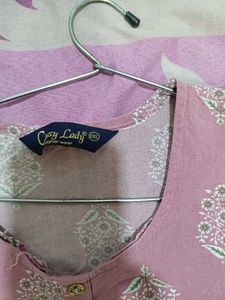 Pink Printed Cotton Kurta