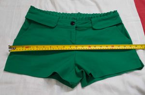 Emerald Green Tailored Paperbag Shorts